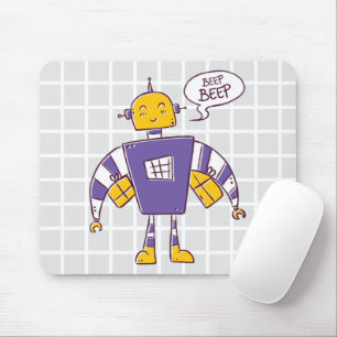 Alfombrilla de ratón de cuadrícula de robot retro 