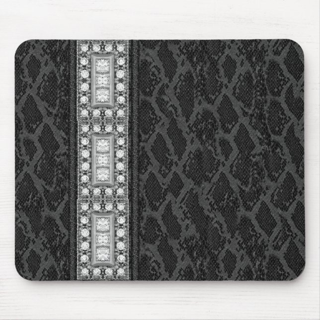 Alfombrilla de ratón de cuero negro con diamantes  (Frente)