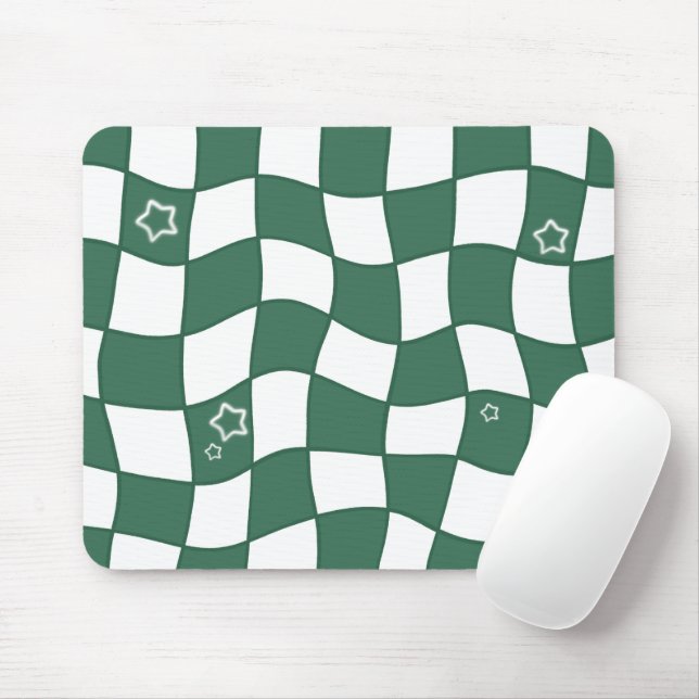 Alfombrilla de ratón de diseño retorcido verde (Con ratón)