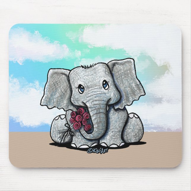 Alfombrilla de ratón de elefante bebé KiniArt (Frente)