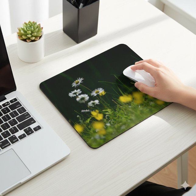 Alfombrilla de ratón de flor de margarita que llam (Eye Catching Daisy Flower Mouse Pad for Office Comfort)