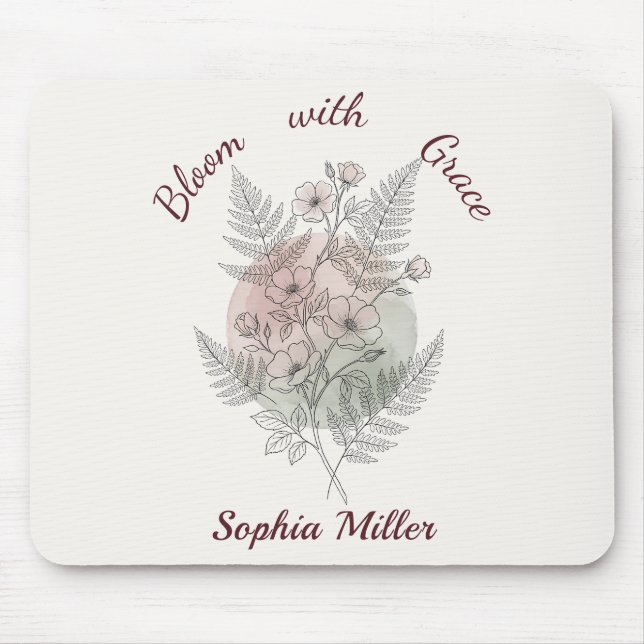 Alfombrilla de ratón de flor personalizada Rosa Ro (Frente)