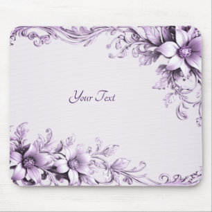 Alfombrilla de ratón de flores moradas elegantes