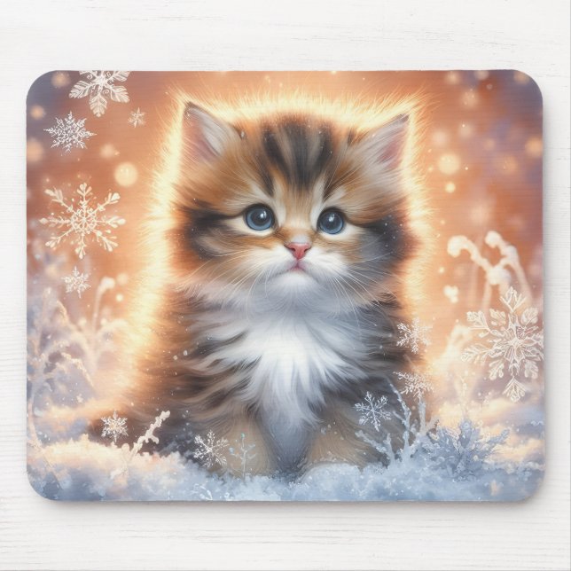 Alfombrilla de ratón de gatito navideño (Frente)