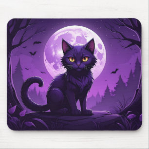 Alfombrilla de ratón de gato a la luz de la luna