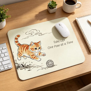 Alfombrilla de ratón de gato con tinta simple orie