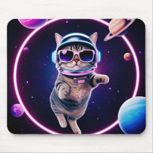 Alfombrilla de ratón de gato espacial de neón – Es