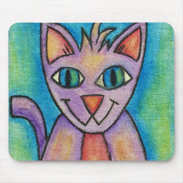 Alfombrilla de ratón de gato feliz (Frente)