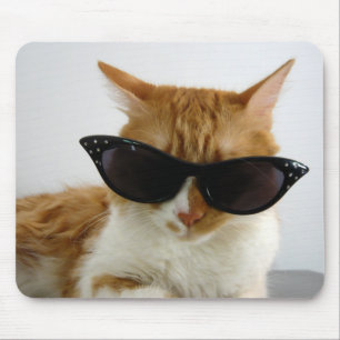 Alfombrilla de ratón de gato genial con gafas de s