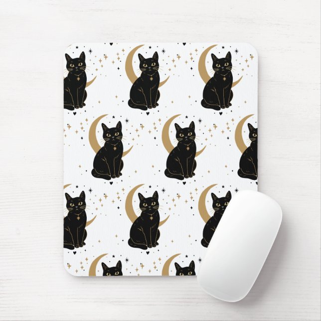 Alfombrilla de ratón de gato negro (Con ratón)