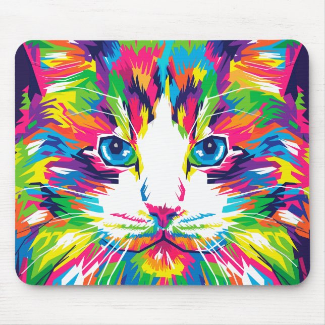 Alfombrilla de ratón de gato WPAP vibrante (Frente)