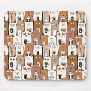 Alfombrilla de ratón de gatos de café geniales