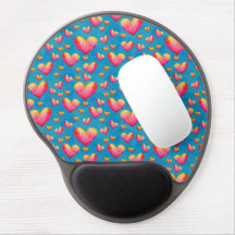 Acuarela multicolor Corazones Gel Mousepad