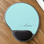 Alfombrilla De Ratón De Gel Aqua Blue Verde azulada Girly Script Monograma Nom<br><div class="desc">El Monograma Verde azulado Azul Aqua Agrega Tu Propio Nombre Mousepad (Almohadilla Del Ratón). Esto hace que el dulce perfecto cumpleaños 16,  boda,  ducha de novia,  aniversario,  ducha de bebé o fiesta de soltera sea regalo para alguien que ama el lujo glam y los estilos de moda.</div>
