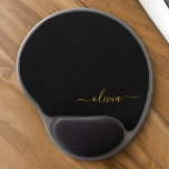 Alfombrilla De Ratón De Gel Black Gold Girly Script Monograma Nombre moderno<br><div class="desc">Monograma dorado y negro Añadir su propio nombre Mousepad (almohadilla del ratón). Esto hace que el dulce perfecto cumpleaños 16,  boda,  ducha de novia,  aniversario,  ducha de bebé o fiesta de soltera sea regalo para alguien que ama el lujo glam y los estilos de moda.</div>