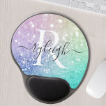 Alfombrilla De Ratón De Gel Bokeh Monogrammed, un colorido Purpurina<br><div class="desc">Personalice fácilmente este elegante y colorido patrón de purpurina bokeh con su nombre personalizado y/o monograma.</div>