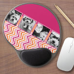 Alfombrilla De Ratón De Gel Chevrons, Naranja rosado caliente, Collage de foto<br><div class="desc">Una excelente manera de mostrar tus fotos cuadradas desde tu cuenta en línea. Un divertido diseño de banda zig zag resalta las imágenes.</div>