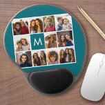 Alfombrilla De Ratón De Gel Crear su propio monograma de Personalizado de Inst<br><div class="desc">Azul y blanco verde azulado - Usa fotos de 11 cuadrados para crear un regalo único y personal. O puedes mantener al cachorro hipster y hacer un keepsake de moda. Si necesita ajustar las imágenes,  haga clic en la herramienta personalizar para realizar cambios.</div>