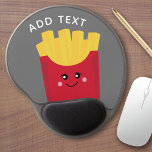 Alfombrilla De Ratón De Gel Fresas francesas de Kawaii con nombre personalizad<br><div class="desc">Dibujo moderno de una caja de frituras francesa con colores vivos.</div>