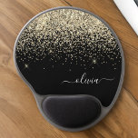 Alfombrilla De Ratón De Gel Gold Black Girly Purpurina Sparkle Monograma Nombr<br><div class="desc">Nombre del Monograma del Purpurina de la espuma dorada y negra y Mousepad inicial (almohadilla del ratón). Esto hace que el dulce perfecto cumpleaños 16, boda, ducha de novia, aniversario, ducha de bebé o fiesta de soltera sea regalo para alguien que ama el lujo glam y los estilos de moda....</div>