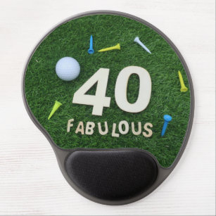 Alfombrilla De Ratón De Gel Golf 40 cumpleaños con bola en verde