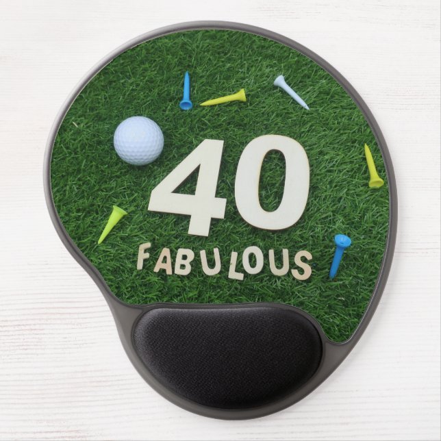 Alfombrilla De Ratón De Gel Golf 40 cumpleaños con bola en verde (Frente)
