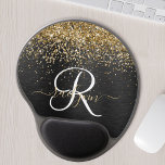 Alfombrilla De Ratón De Gel Monograma de espuma negra Purpurina de oro persona<br><div class="desc">Personalice fácilmente este elegante diseño de moda de la almohadilla del ratón gel con un purpurina brillante de bonito dorado sobre un fondo metálico negro cepillado.</div>