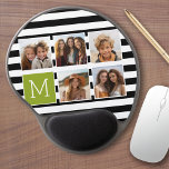 Alfombrilla De Ratón De Gel Monograma de Personalizado de Collage de fotos con<br><div class="desc">El fondo incluye un patrón de rayas opcional: utilice cinco fotos cuadradas para crear un regalo único y personal. O puedes mantener al cachorro hipster y hacer un keepsake de moda. Si necesita ajustar las imágenes,  haga clic en la herramienta personalizar para realizar cambios.</div>