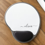 Alfombrilla De Ratón De Gel Monograma del guión de la cuna blanca negra modern<br><div class="desc">Monograma blanco y negro Añadir su propio nombre Mousepad (almohadilla del ratón). Esto hace que el dulce perfecto cumpleaños 16,  boda,  ducha de novia,  aniversario,  ducha de bebé o fiesta de soltera sea regalo para alguien que ama el lujo glam y los estilos de moda.</div>