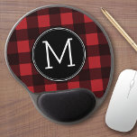 Alfombrilla De Ratón De Gel Monograma del patrón de patrón de búfalo rojo y ne<br><div class="desc">Un diseño robusto y masculino con un área para monogramas. Un patrón clásico y tradicional que ha existido durante años. Si necesita ajustar la ilustración o cambiar el tipo de letra, puede hacer clic en el área personalizar. Esto le llevará a la herramienta de diseño donde puede hacer muchos cambios....</div>