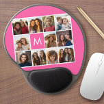 Alfombrilla De Ratón De Gel Monograma del Personalizado de Collage de fotos ro<br><div class="desc">Utiliza hasta 11 fotos de teléfono cuadrado o selfie para crear un regalo único y personal. O puedes mantener al cachorro hipster y hacer un keepsake de moda. Si necesita ajustar las imágenes,  haga clic en la herramienta personalizar para realizar cambios.</div>