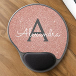 Alfombrilla De Ratón De Gel Nombre monograma del Purpurina de espuma de oro ro<br><div class="desc">Rubor Rosa - Rosa Oro y Gris carbonífero (gris) Purpurina de espuma Monograma Monograma Mousepad. Este Mousepad puede ser personalizado para incluir su nombre de pila. Póngase en contacto con el diseñador para obtener elementos coincidentes personalizados.</div>