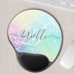 Alfombrilla De Ratón De Gel Patrón de Bonito colorido del Purpurina holográfic<br><div class="desc">Personalice fácilmente este fondo holográfico de color bonito purpurina pastel con su monograma y/o nombre personalizado.</div>