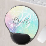 Alfombrilla De Ratón De Gel Patrón de Bonito colorido del Purpurina holográfic<br><div class="desc">Personalice fácilmente este fondo holográfico de color bonito purpurina pastel con su monograma y/o nombre personalizado.</div>
