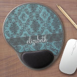 Alfombrilla De Ratón De Gel Patrón de Damasco de Vintage con monograma<br><div class="desc">Un diseño de color gris con un toque moderno. Añade tu nombre o monograma. Si necesita realizar ajustes en la ilustración,  haga clic en el botón personalizar para realizar cambios.</div>