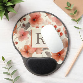 Alfombrilla De Ratón De Gel Pretty Flower Monogram Template Personalized