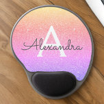 Alfombrilla De Ratón De Gel Purpurina de espuma morada rosada Monograma Nombre<br><div class="desc">Oro,  rosa y púrpura Ombre Pastel Purpurina Monograma Monograma Mousepad. Este Mousepad puede ser personalizado para incluir su nombre de pila. Póngase en contacto con el diseñador para obtener elementos coincidentes personalizados.</div>