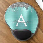 Alfombrilla De Ratón De Gel Purpurina Verde azulado plateado Cepillado nombre<br><div class="desc">Relieve metalizado de de imitación azul Aqua Verde azulado y plateado Purpurina de espuma metálica cepillado Nombre de monograma Metalizado y Mousepad inicial (almohadilla del ratón). Esto hace que el dulce perfecto cumpleaños 16, boda, ducha de novia, aniversario, ducha de bebé o fiesta de soltera sea regalo para alguien que...</div>