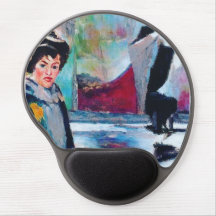 Retrato femenino vintage con fondo abstracto