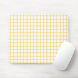 Alfombrilla de ratón de gingham pastel amarillo li