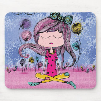 Alfombrilla de ratón de ilustración de yoga de niñ