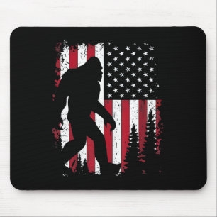 Alfombrilla De Ratón De Julio Bigfoot Sasquatch Bandera Americana Patri