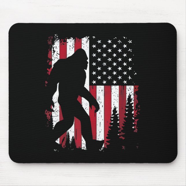 Alfombrilla De Ratón De Julio Bigfoot Sasquatch Bandera Americana Patri (Frente)