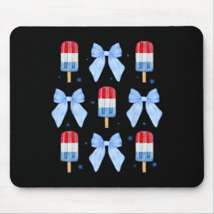 Alfombrilla De Ratón De Julio Cute Popsicle Bows Mujeres Patrióticas Ni
