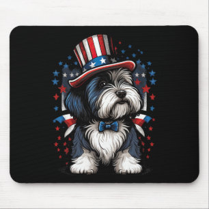 Alfombrilla De Ratón De Julio Patriótico Beart Collie Dog Us Bandera