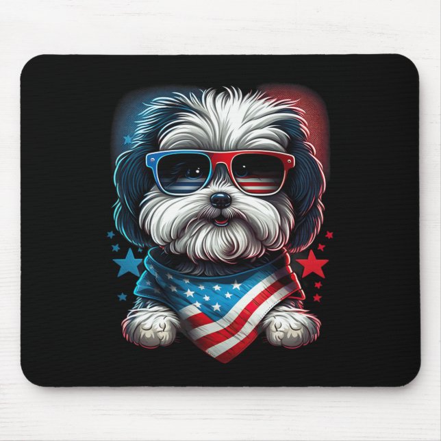 Alfombrilla De Ratón De Julio Patriótico Habanés Perro Uu Bandera (Frente)