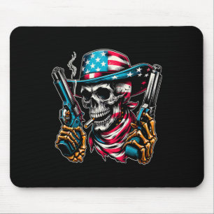 Alfombrilla De Ratón De Julio Patriótico Usa Skeleton Skull Estadounide
