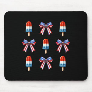 Alfombrilla De Ratón De Julio Popsicle Bows Coquette Bandera Americana 