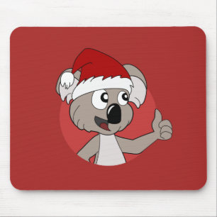 Alfombrilla de ratón de koala de Navidad de dibujo