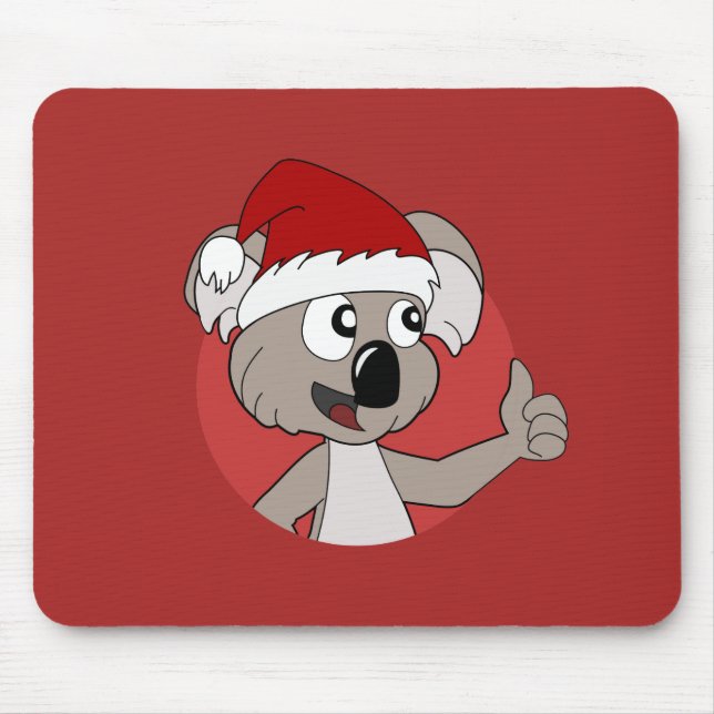 Alfombrilla de ratón de koala de Navidad de dibujo (Frente)